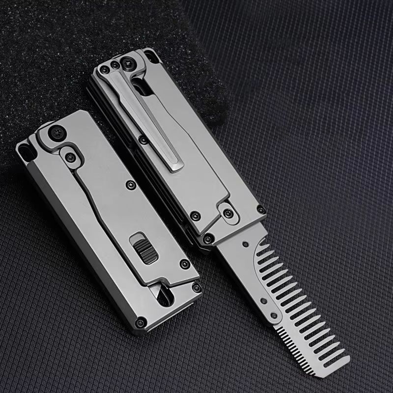 Comb Pocket Titanium - 티타늄 합금 접이식 교체 빗, 다기능