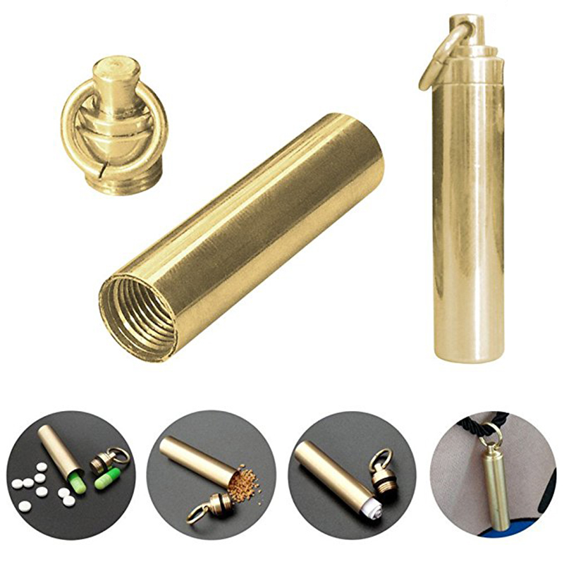 Pill Fob Capsule - 1 PC 솔리드 황동 방수 알약