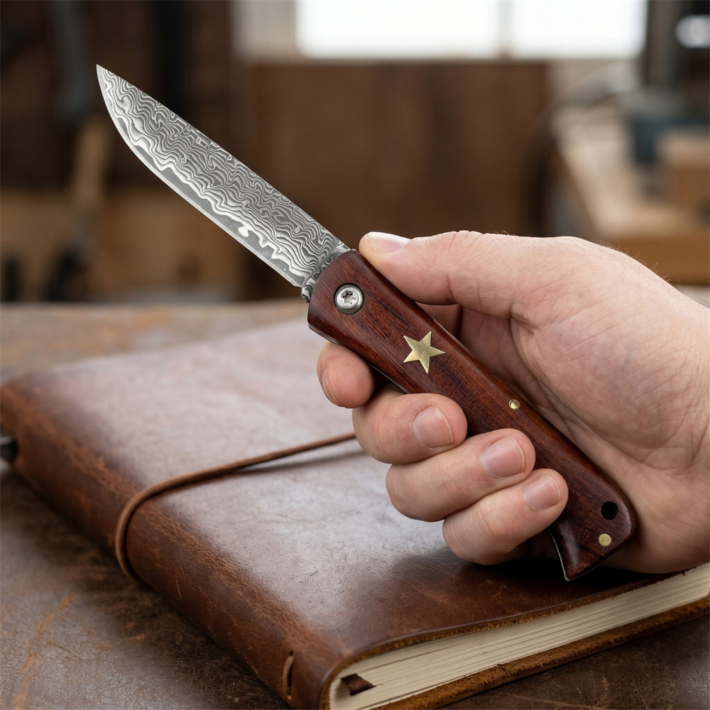 Edc Fixed Blade Deep Carry - 컴팩트 아웃도어 서바이벌 다마스커스 접이식 포켓