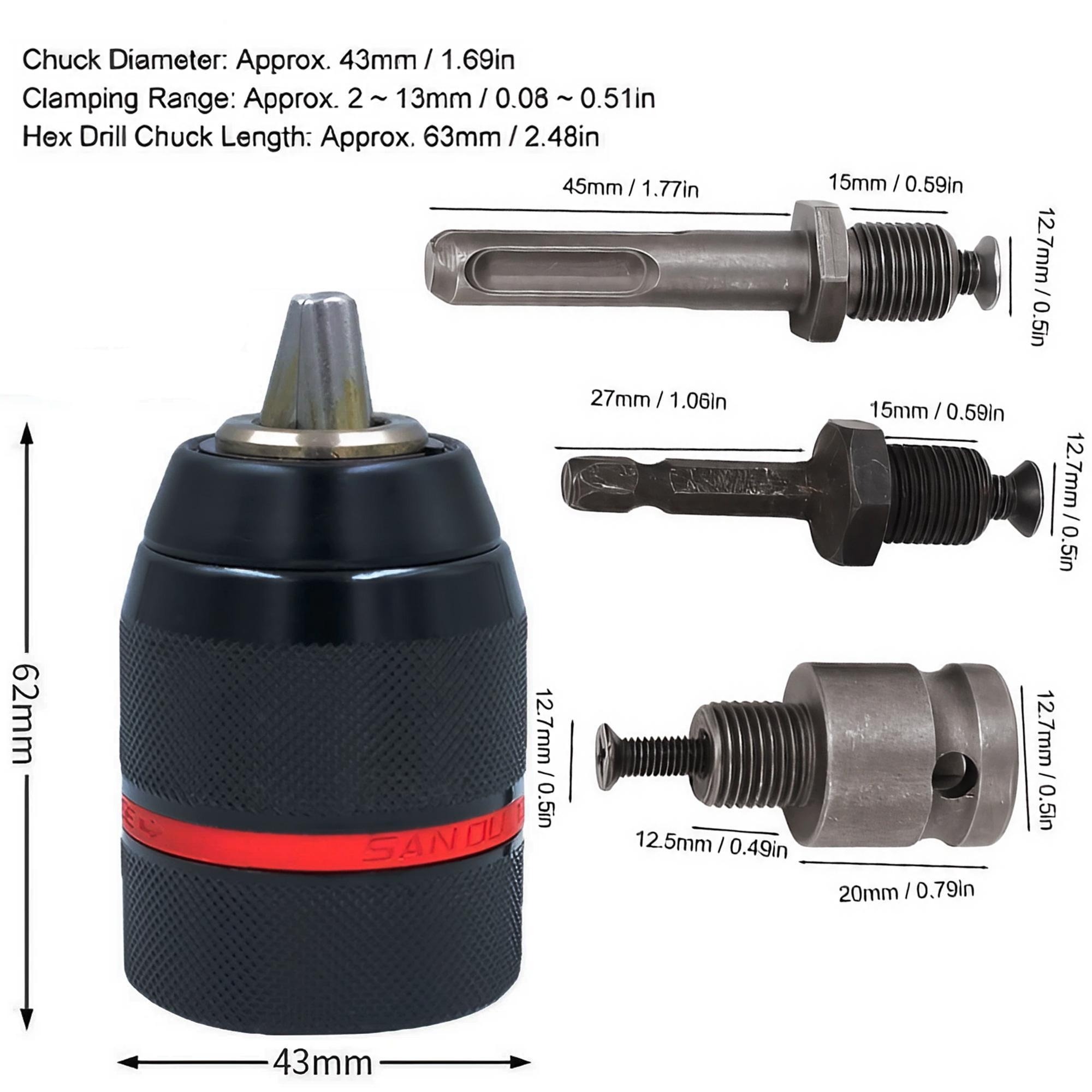 4Pcs 2-13mm 키리스 금속 드릴 척 SDS 어댑 - Micro Screwdriver Kit 리뷰 및 가격