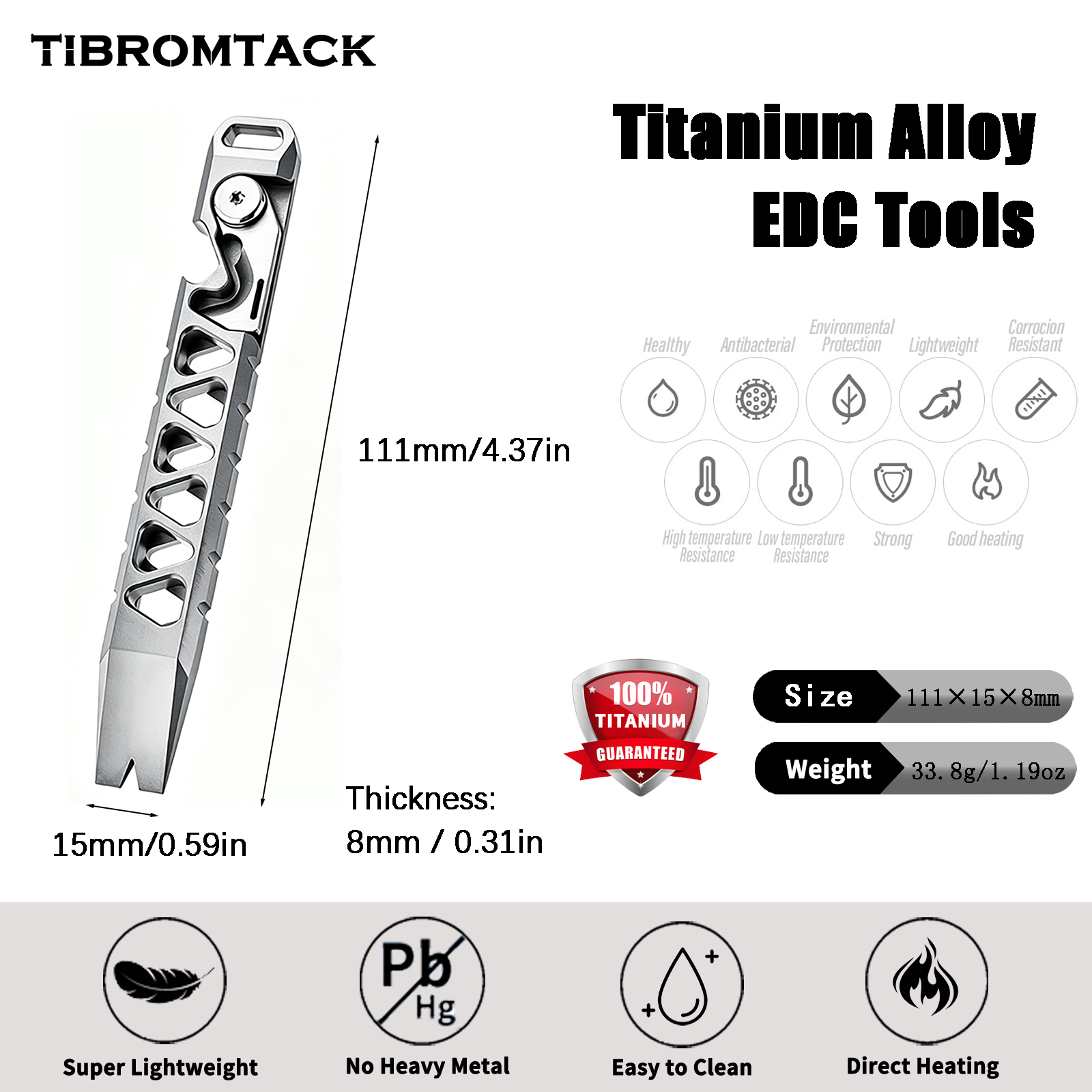TIBROMTACK 티타늄 다기능 EDC 도구, 일상  - Edc Carry Co 리뷰 및 가격