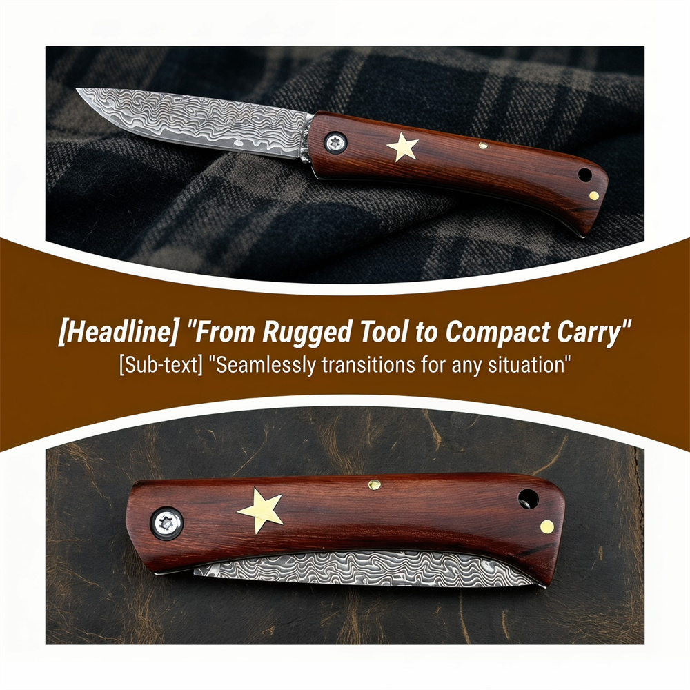 컴팩트 아웃도어 서바이벌 다마스커스 접이식 포켓 나이프 - Edc Fixed Blade Deep Carry 리뷰 및 가격
